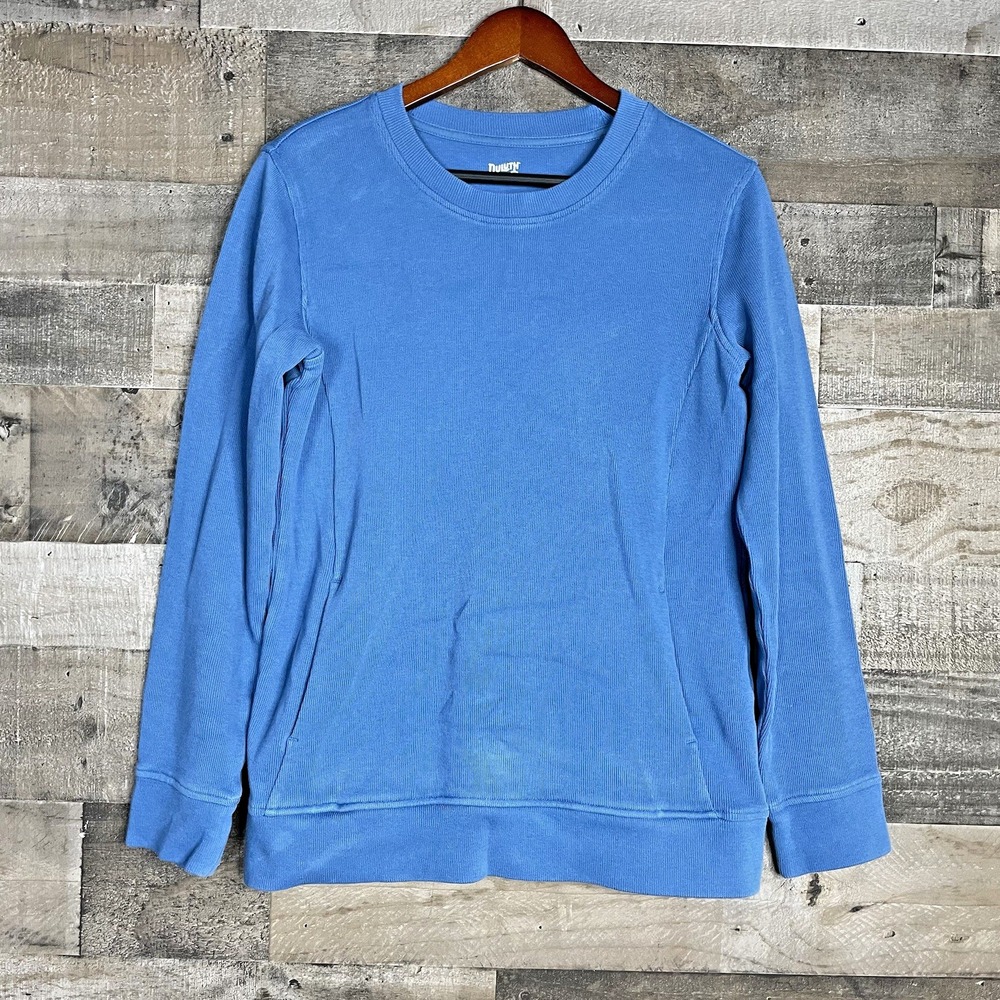 Duluth Trading Crewneck Sweater Sweatshirt Long Sleeve Women's S‎ Pocket Blue